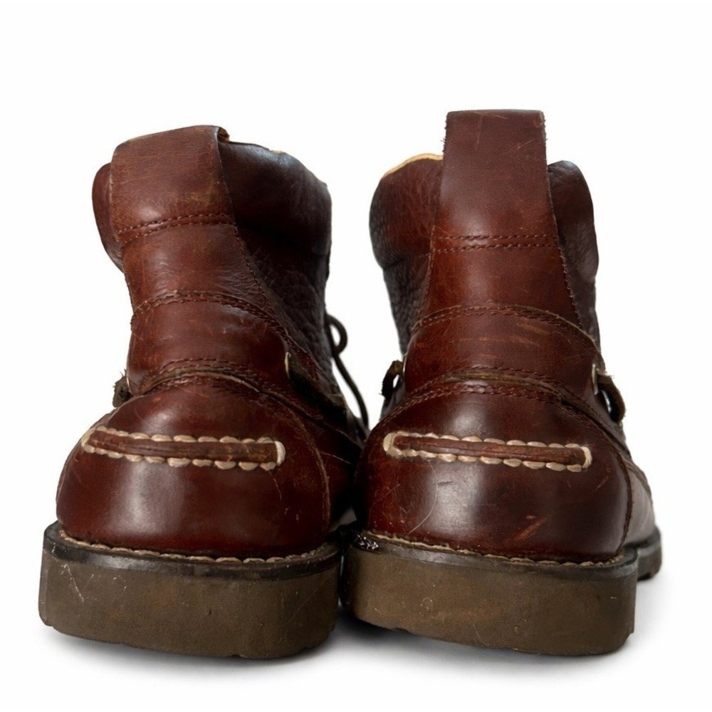 L.L. Bean Men's 14D Brown Leather Moc Toe Boots Discontinued Lug Sole - Picture 10 of 10